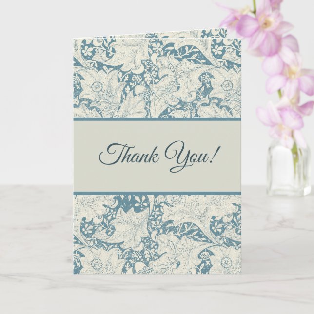 William Morris Wallflower floral blue damask  Card (Orchid)