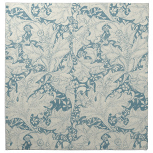 William Morris Wallflower floral blue damask Cloth Napkin