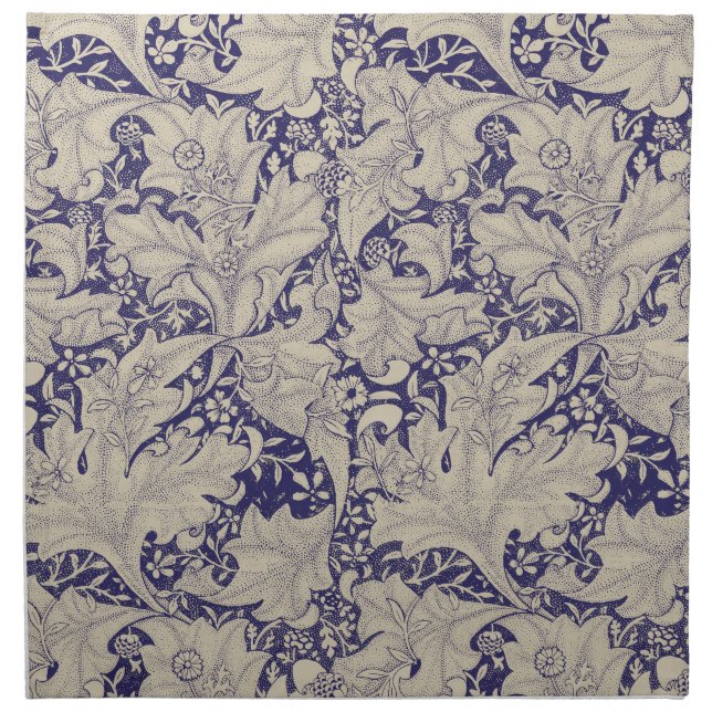 William Morris Wallflower floral blue damask  Cloth Napkin (Front)