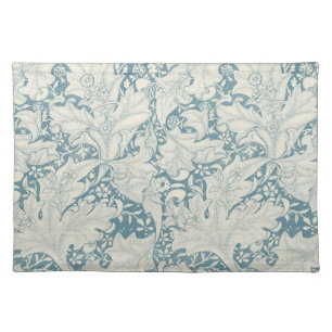 William Morris Wallflower floral blue damask Cloth Placemat