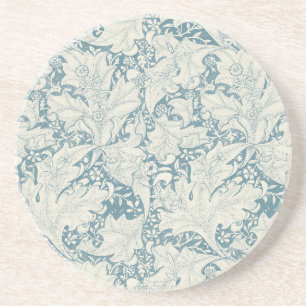 William Morris Wallflower floral blue damask Coaster