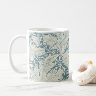 William Morris Wallflower floral blue damask Coffee Mug