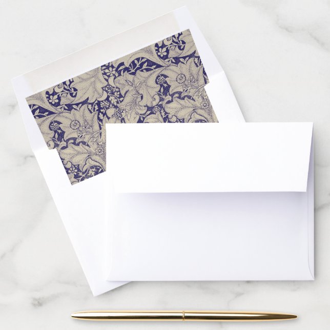 William Morris Wallflower floral blue damask  Envelope Liner (Desk)