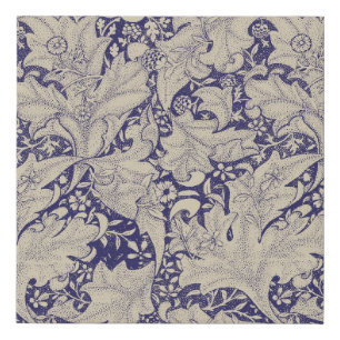 William Morris Wallflower floral blue damask Faux Canvas Print