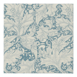 William Morris Wallflower floral blue damask Faux Canvas Print