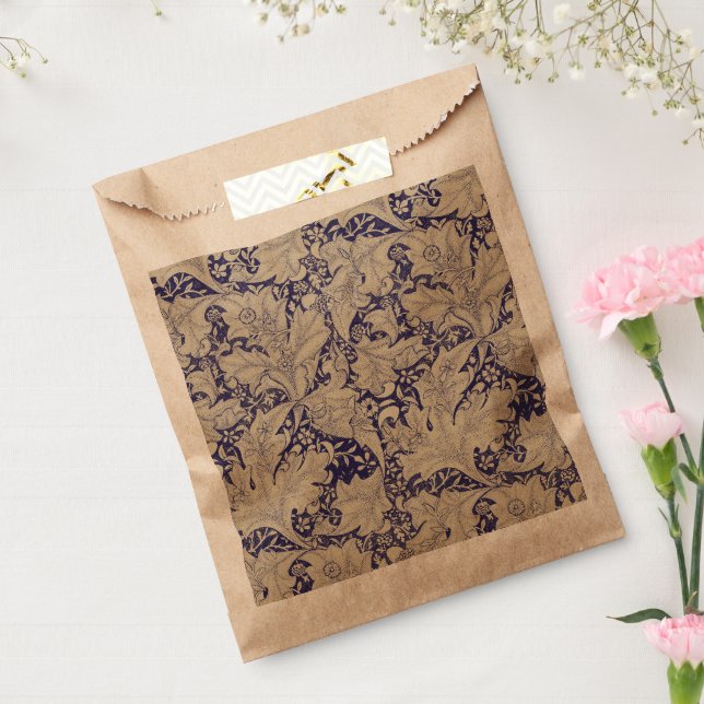 William Morris Wallflower floral blue damask  Favor Bag (Sealed)