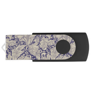 William Morris Wallflower floral blue damask  Flash Drive
