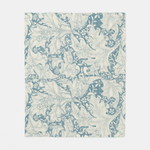 William Morris Wallflower floral blue damask Fleece Blanket