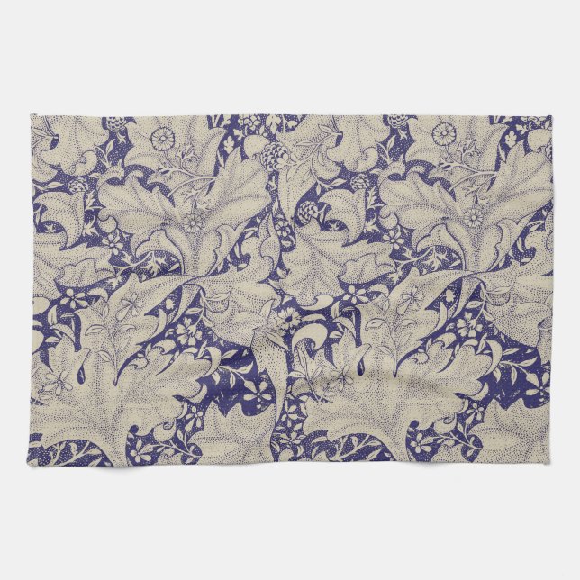 William Morris Wallflower floral blue damask  Kitchen Towel (Horizontal)