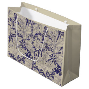 William Morris Wallflower floral blue damask Large Gift Bag