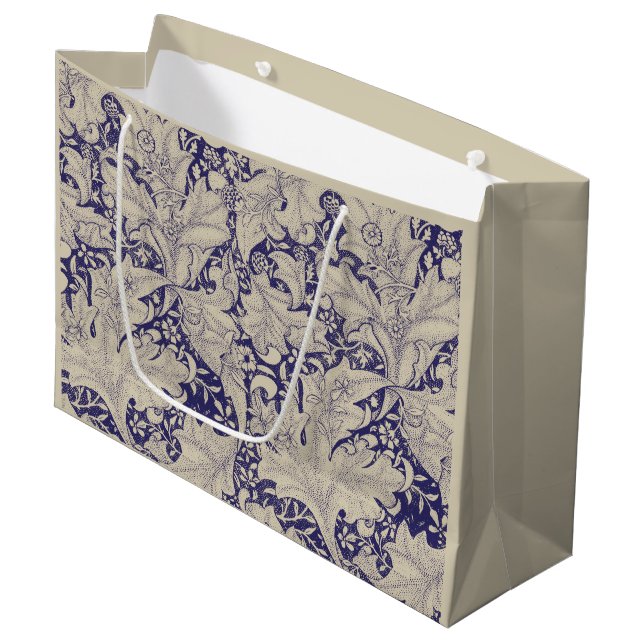 William Morris Wallflower floral blue damask  Large Gift Bag (Front Angled)