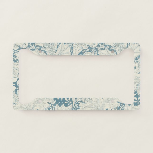 William Morris Wallflower floral blue damask  License Plate Frame (Front)