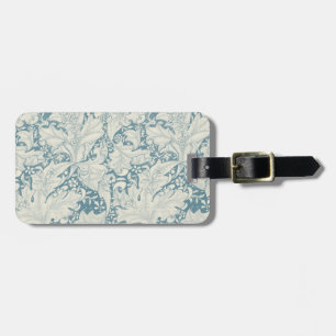 William Morris Wallflower floral blue damask  Luggage Tag