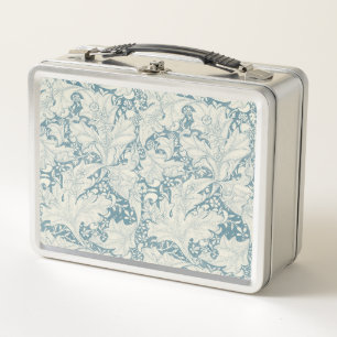 William Morris Wallflower floral blue damask Metal Lunch Box
