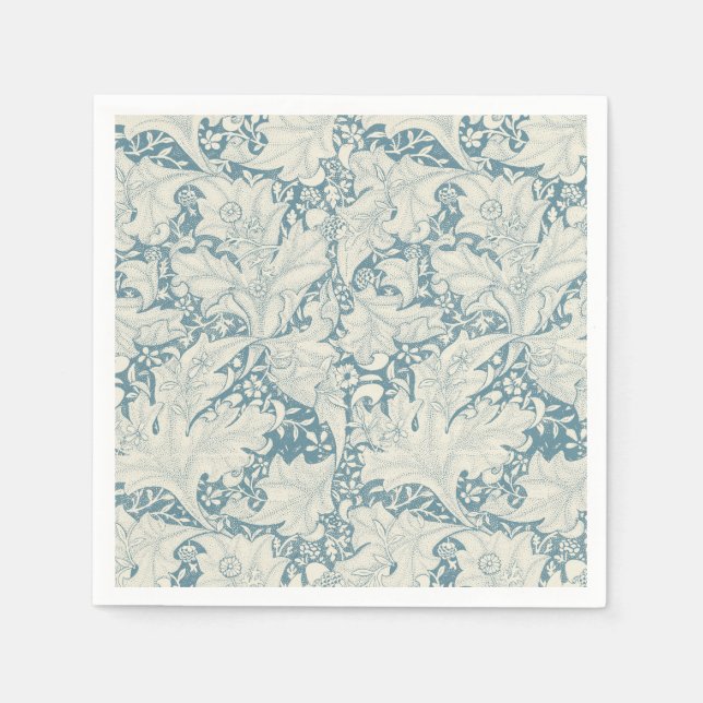 William Morris Wallflower floral blue damask  Napkins (Front)