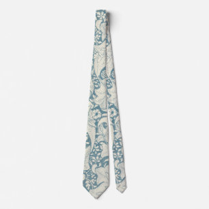 William Morris Wallflower floral blue damask Neck Tie