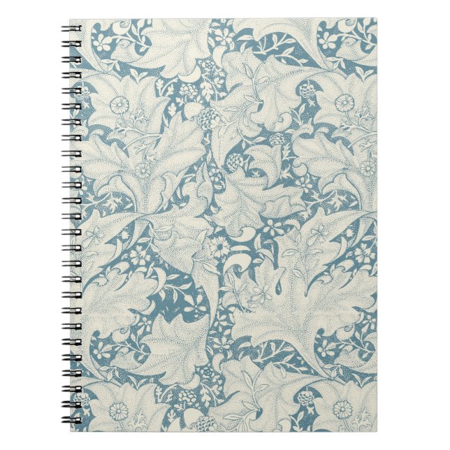 William Morris Wallflower floral blue damask  Notebook (Front)