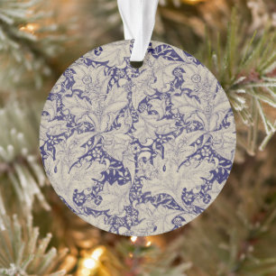 William Morris Wallflower floral blue damask Ornament