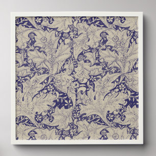 William Morris Wallflower floral blue damask Peel And Stick Photo Tile