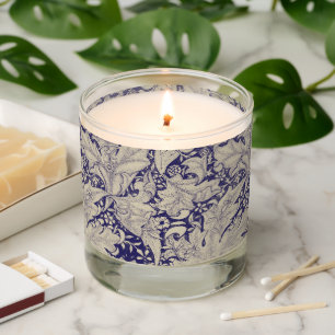 William Morris Wallflower floral blue damask Scented Candle
