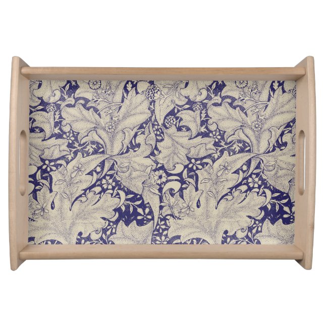 William Morris Wallflower floral blue damask  Serving Tray (Front)