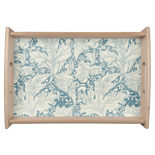 William Morris Wallflower floral blue damask  Serving Tray (Front)
