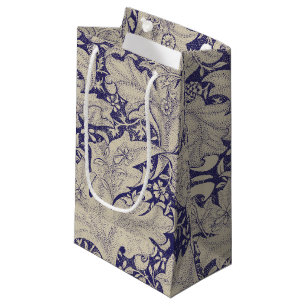 William Morris Wallflower floral blue damask Small Gift Bag