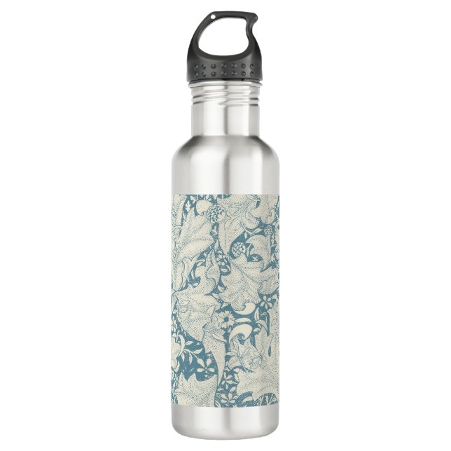 William Morris Wallflower floral blue damask  Stainless Steel Water Bottle (Front)