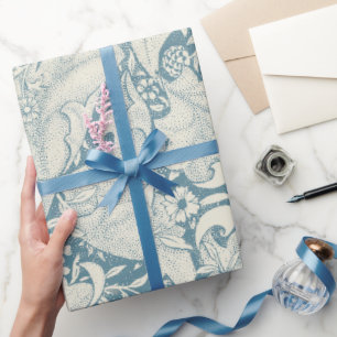 William Morris Wallflower floral blue damask Wrapping Paper