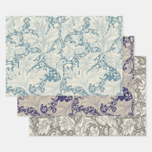 William Morris Wallflower floral blue damask  Wrapping Paper Sheets