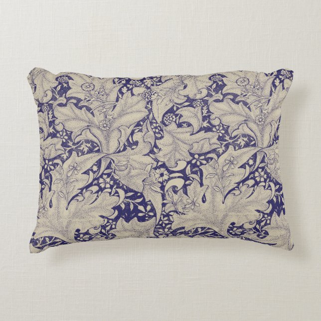 William Morris Wallflower Pattern Antique Blue Accent Pillow (Front)