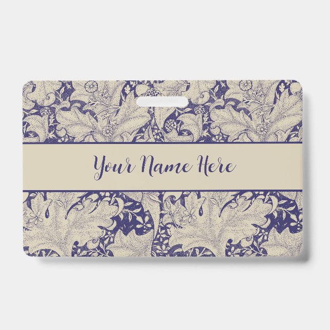 William Morris Wallflower Pattern Antique Blue Badge (Front)