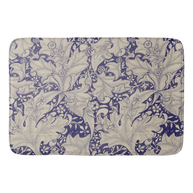 William Morris Wallflower Pattern Antique Blue Bath Mat (Front)