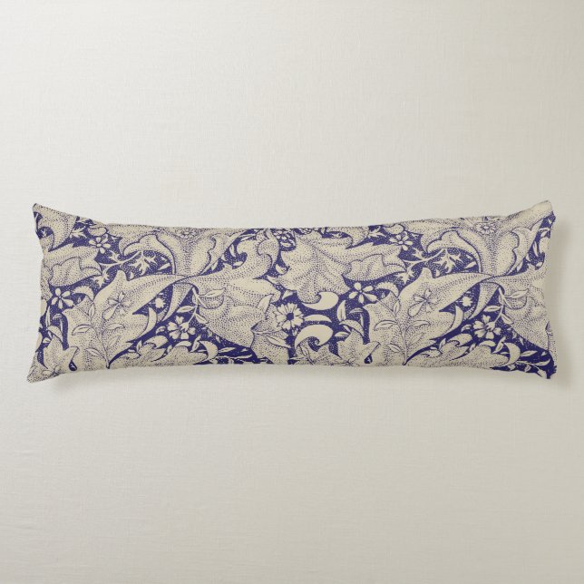 William Morris Wallflower Pattern Antique Blue Body Pillow (Front)
