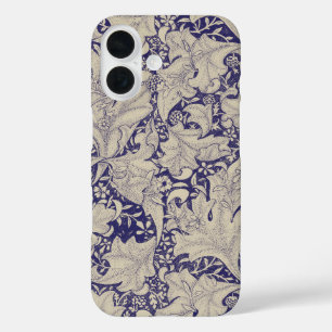 William Morris Wallflower Pattern Antique Blue iPhone 16 Case