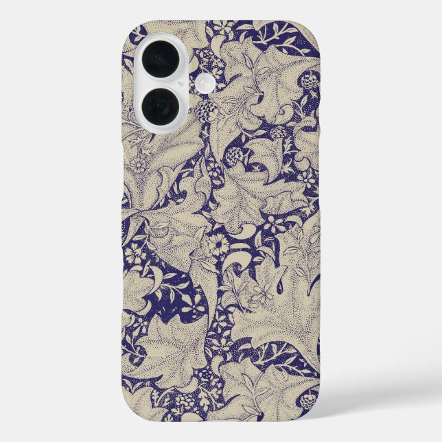 William Morris Wallflower Pattern Antique Blue Case-Mate iPhone Case (Back)