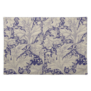 William Morris Wallflower Pattern Antique Blue Cloth Placemat