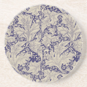 William Morris Wallflower Pattern Antique Blue Coaster