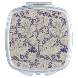 William Morris Wallflower Pattern Antique Blue Compact Mirror