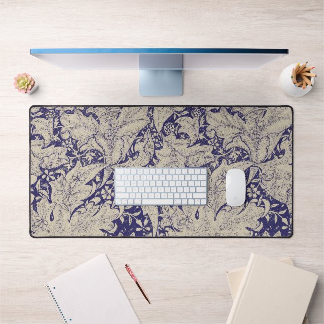 William Morris Wallflower Pattern Antique Blue Desk Mat (Office 1)
