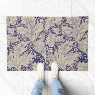 William Morris Wallflower Pattern Antique Blue Doormat