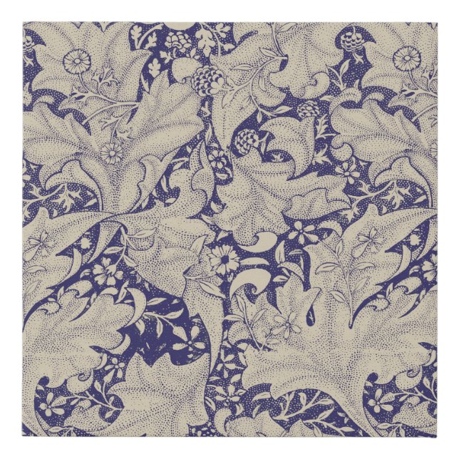 William Morris Wallflower Pattern Antique Blue Faux Canvas Print (Front)