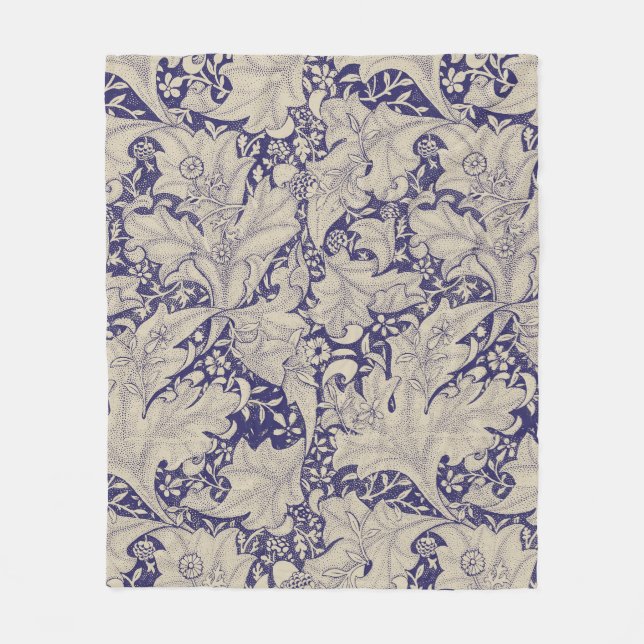 William Morris Wallflower Pattern Antique Blue Fleece Blanket (Front)