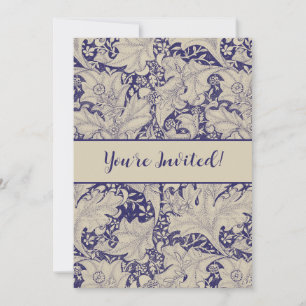 William Morris Wallflower Pattern Antique Blue Invitation
