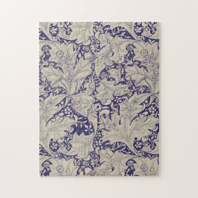 William Morris Wallflower Pattern Antique Blue Jigsaw Puzzle (Vertical)