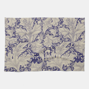 William Morris Wallflower Pattern Antique Blue Kitchen Towel