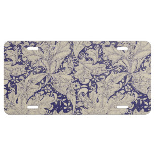 William Morris Wallflower Pattern Antique Blue License Plate
