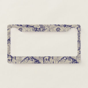 William Morris Wallflower Pattern Antique Blue License Plate Frame
