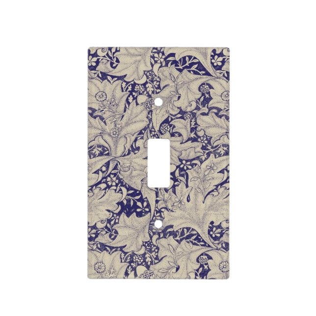 William Morris Wallflower Pattern Antique Blue Light Switch Cover (Front)