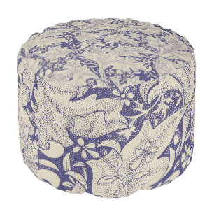William Morris Wallflower Pattern Antique Blue Pouf